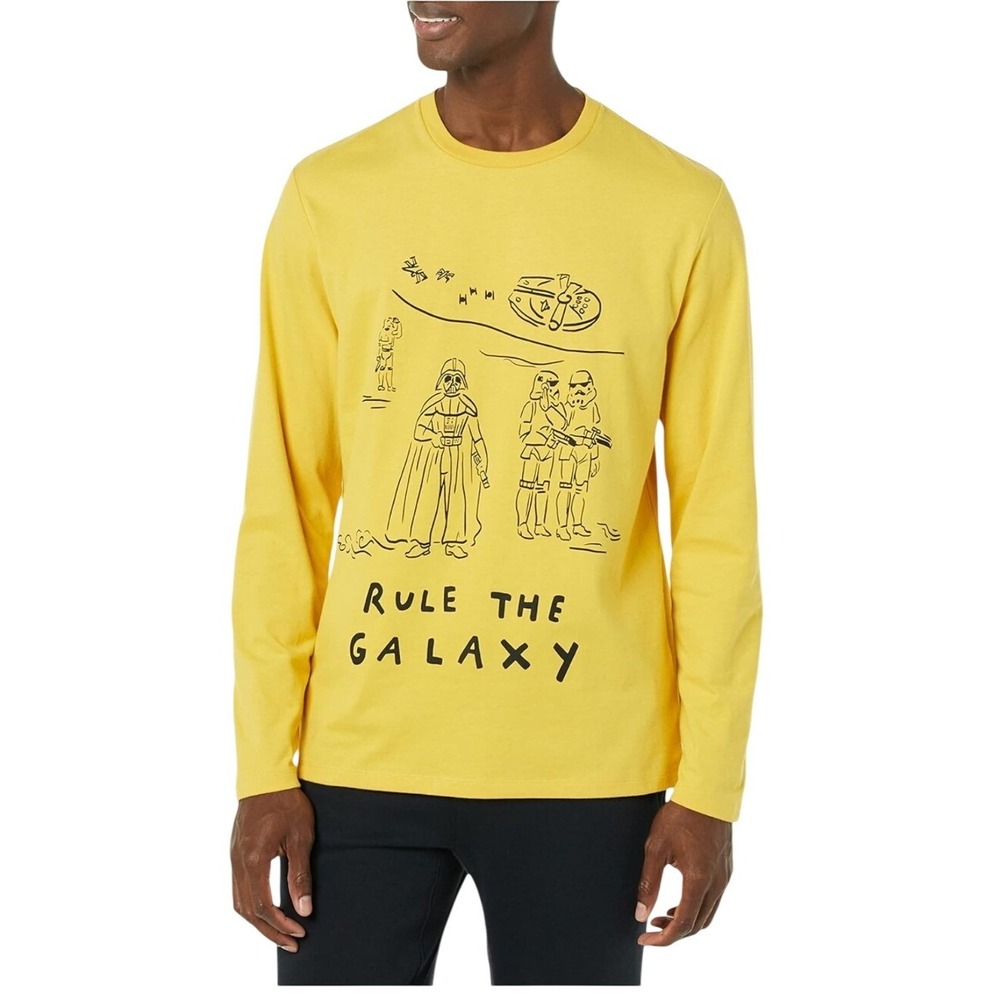 Star Wars Rule the Galaxy Yellow Long Sleeve Graphic Tee Mens Large NWOT‎